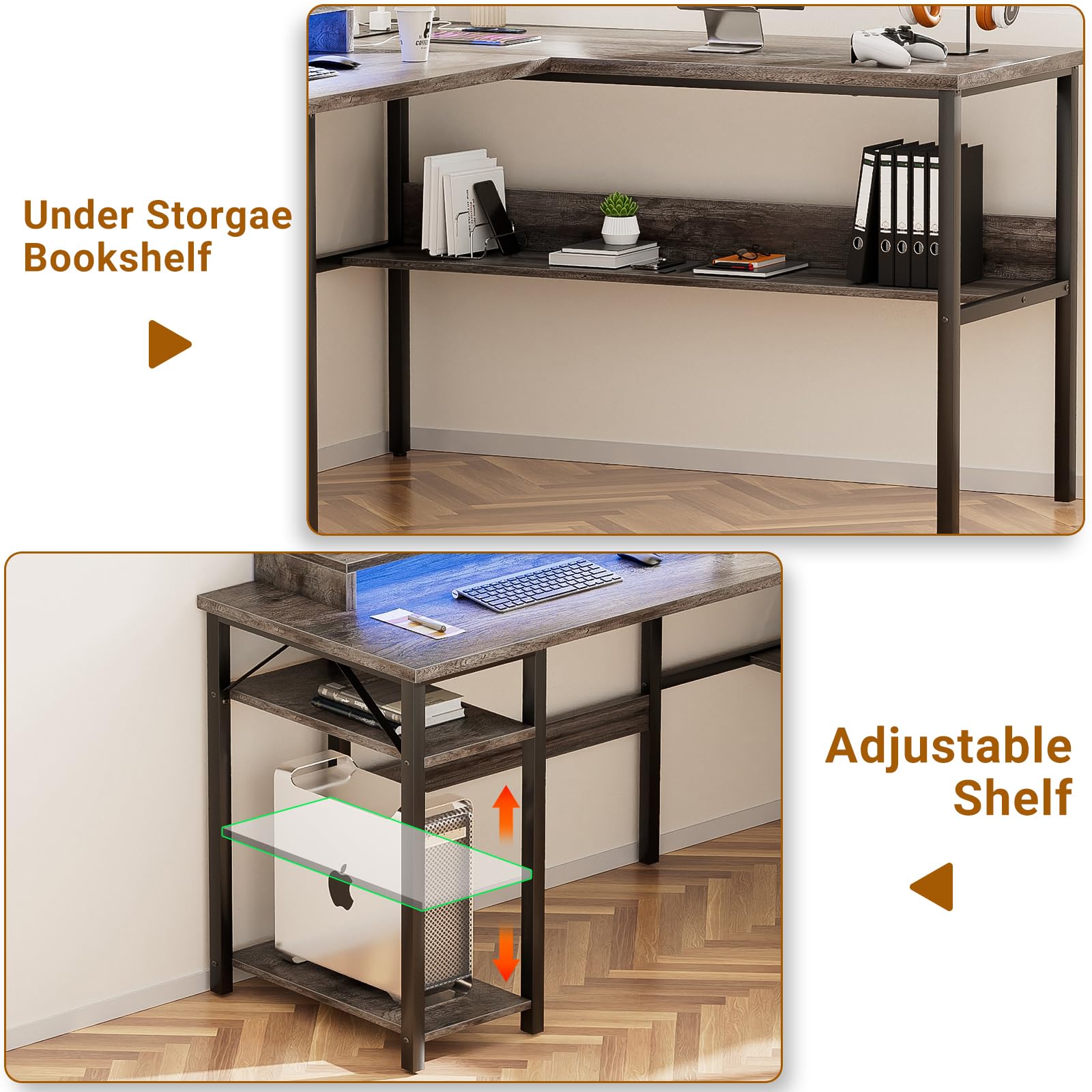 Amazon.com: Unikito Reversible L Shaped Desk with Power